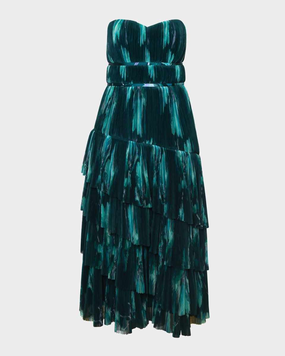 Lanza Strapless Pleated Tulle Gown